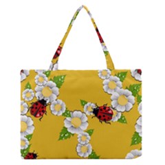 Flower Floral Sunflower Butterfly Red Yellow White Green Leaf Medium Zipper Tote Bag