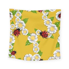 Flower Floral Sunflower Butterfly Red Yellow White Green Leaf Square Tapestry (Small)