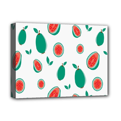 Fruit Green Red Guavas Leaf Deluxe Canvas 16  X 12   by Mariart