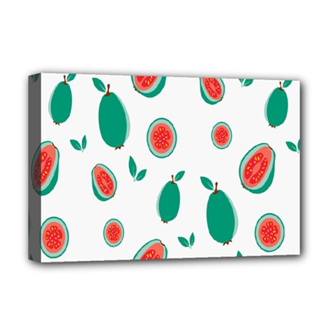Fruit Green Red Guavas Leaf Deluxe Canvas 18  X 12  