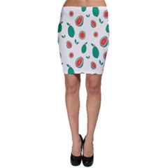 Fruit Green Red Guavas Leaf Bodycon Skirt