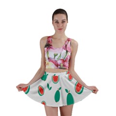 Fruit Green Red Guavas Leaf Mini Skirt by Mariart