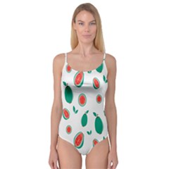 Fruit Green Red Guavas Leaf Camisole Leotard  by Mariart