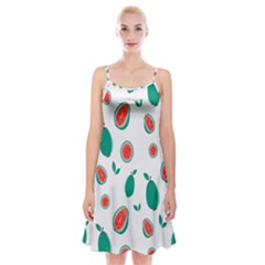 Fruit Green Red Guavas Leaf Spaghetti Strap Velvet Dress by Mariart