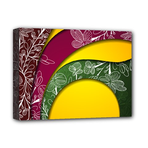 Flower Floral Leaf Star Sunflower Green Red Yellow Brown Sexxy Deluxe Canvas 16  X 12  