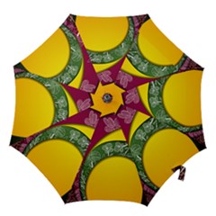 Flower Floral Leaf Star Sunflower Green Red Yellow Brown Sexxy Hook Handle Umbrellas (large) by Mariart