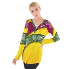 Flower Floral Leaf Star Sunflower Green Red Yellow Brown Sexxy Women s Tie Up Tee by Mariart