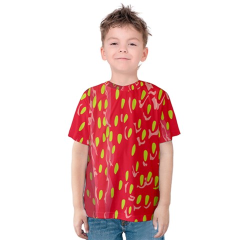 Fruit Seed Strawberries Red Yellow Frees Kids  Cotton Tee by Mariart