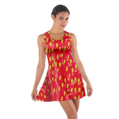 Fruit Seed Strawberries Red Yellow Frees Cotton Racerback Dress by Mariart