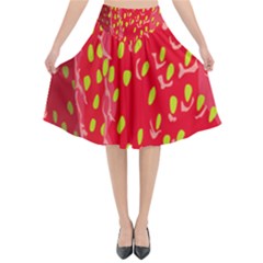 Fruit Seed Strawberries Red Yellow Frees Flared Midi Skirt