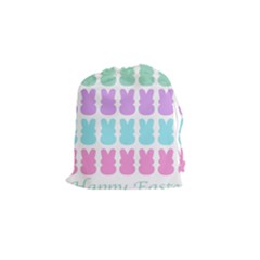 Happy Easter Rabbit Color Green Purple Blue Pink Drawstring Pouches (small)  by Mariart