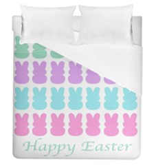 Happy Easter Rabbit Color Green Purple Blue Pink Duvet Cover (queen Size) by Mariart