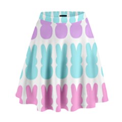 Happy Easter Rabbit Color Green Purple Blue Pink High Waist Skirt by Mariart