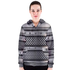 Iron Content Hole Mix Polka Dot Circle Silver Women s Zipper Hoodie