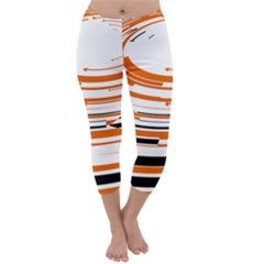 Hole Black Orange Arrow Capri Winter Leggings  by Mariart