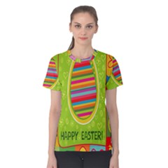 Happy Easter Butterfly Love Flower Floral Color Rainbow Women s Cotton Tee
