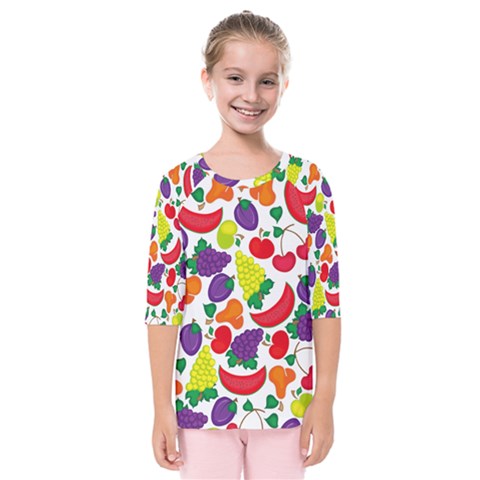 Fruite Watermelon Kids  Quarter Sleeve Raglan Tee by Mariart