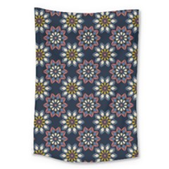 Floral Flower Star Blue Large Tapestry