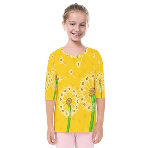 Leaf Flower Floral Sakura Love Heart Yellow Orange White Green Kids  Quarter Sleeve Raglan Tee by Mariart