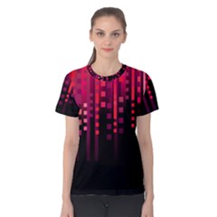 Line Vertical Plaid Light Black Red Purple Pink Sexy Women s Cotton Tee