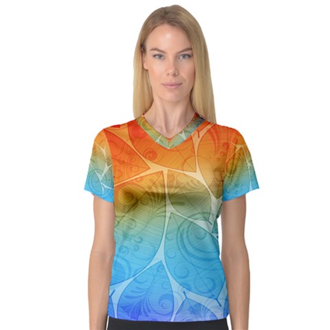 Leaf Color Sam Rainbow Women s V-neck Sport Mesh Tee by Mariart