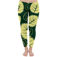 Leaf Green Yellow Classic Winter Leggings by Mariart