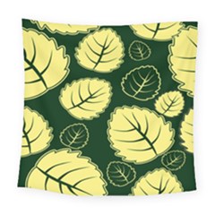 Leaf Green Yellow Square Tapestry (large)