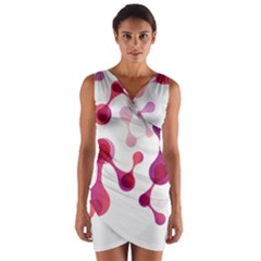 Molecular New Pink Purple Wrap Front Bodycon Dress by Mariart