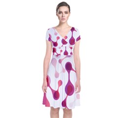 Molecular New Pink Purple Short Sleeve Front Wrap Dress