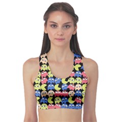 Pacman Seamless Generated Monster Eat Hungry Eye Mask Face Color Rainbow Sports Bra by Mariart