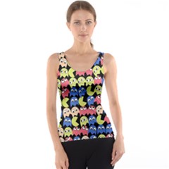 Pacman Seamless Generated Monster Eat Hungry Eye Mask Face Color Rainbow Tank Top by Mariart