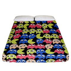 Pacman Seamless Generated Monster Eat Hungry Eye Mask Face Color Rainbow Fitted Sheet (california King Size)