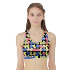 Pacman Seamless Generated Monster Eat Hungry Eye Mask Face Color Rainbow Sports Bra With Border by Mariart