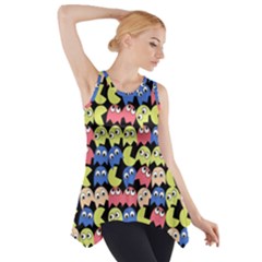 Pacman Seamless Generated Monster Eat Hungry Eye Mask Face Color Rainbow Side Drop Tank Tunic by Mariart