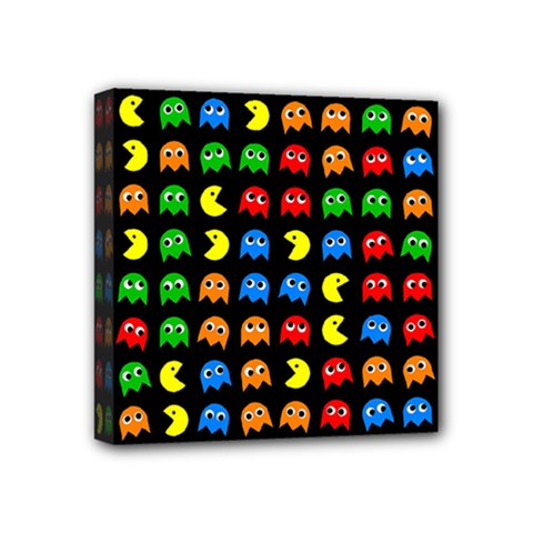 Pacman Seamless Generated Monster Eat Hungry Eye Mask Face Rainbow Color Mini Canvas 4  X 4  by Mariart