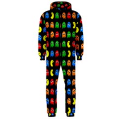 Pacman Seamless Generated Monster Eat Hungry Eye Mask Face Rainbow Color Hooded Jumpsuit (men) 