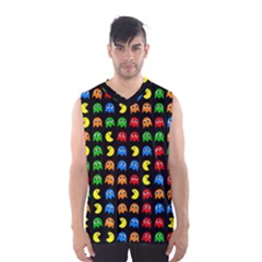 Pacman Seamless Generated Monster Eat Hungry Eye Mask Face Rainbow Color Men s Basketball Tank Top by Mariart