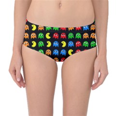 Pacman Seamless Generated Monster Eat Hungry Eye Mask Face Rainbow Color Mid-waist Bikini Bottoms