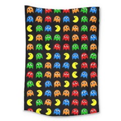 Pacman Seamless Generated Monster Eat Hungry Eye Mask Face Rainbow Color Large Tapestry by Mariart