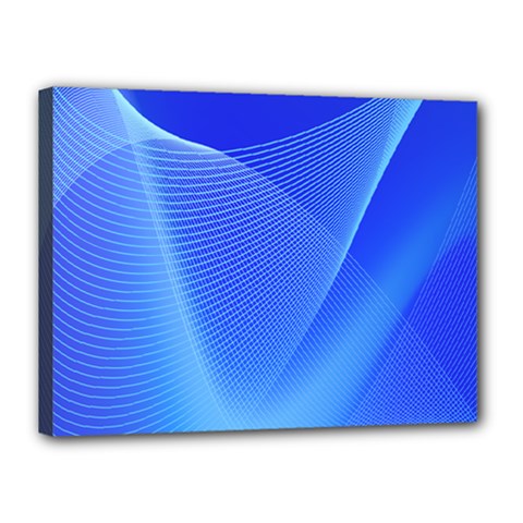 Line Net Light Blue White Chevron Wave Waves Canvas 16  X 12 