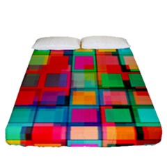 Plaid Line Color Rainbow Red Orange Blue Chevron Fitted Sheet (queen Size)