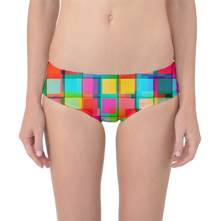 Plaid Line Color Rainbow Red Orange Blue Chevron Classic Bikini Bottoms