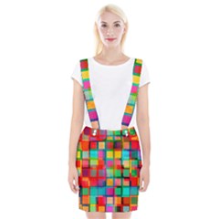 Plaid Line Color Rainbow Red Orange Blue Chevron Braces Suspender Skirt by Mariart