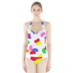 Seed Beans Color Rainbow Halter Swimsuit