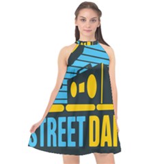 Street Dance R&b Music Halter Neckline Chiffon Dress 