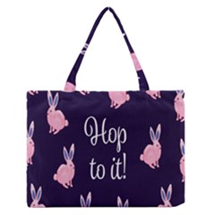 Rabbit Bunny Pink Purple Easter Animals Medium Zipper Tote Bag by Mariart