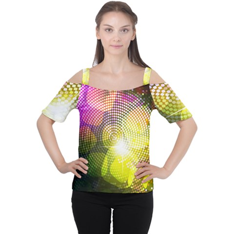 Plaid Star Light Color Rainbow Yellow Purple Pink Gold Blue Women s Cutout Shoulder Tee by Mariart