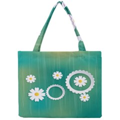 Sunflower Sakura Flower Floral Circle Green Mini Tote Bag by Mariart