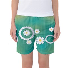 Sunflower Sakura Flower Floral Circle Green Women s Basketball Shorts