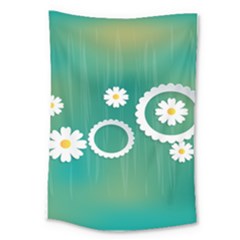 Sunflower Sakura Flower Floral Circle Green Large Tapestry